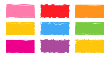 Jagged rectangle. Bright color simple shapes. Rectangle paper template jagged and rough. - obrazy, fototapety, plakaty