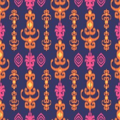Fototapeta na wymiar Ethnic abstract ikat art. Seamless pattern in tribal, folk embroidery, and Mexican style TRADITIONAL INDIAN .