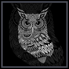 Fototapeta premium Monochrome Owl bird mandala arts.
