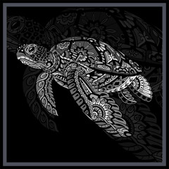 Monochrome Sea turtle mandala arts.