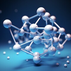 A close-up of a blue and white molecule structure Generative AI