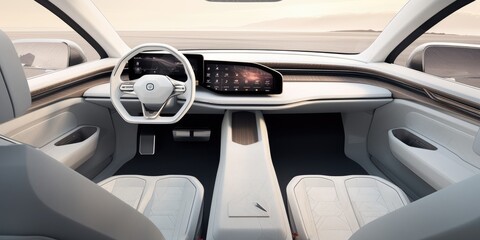 Interior of a car in the future - obrazy, fototapety, plakaty