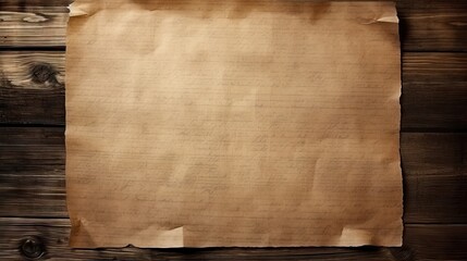 empty parchment pinned on a grungy wooden board  - obrazy, fototapety, plakaty