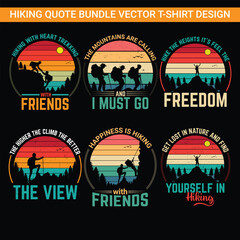 Hiking quotes vector transparency every color t shirt design bundle.