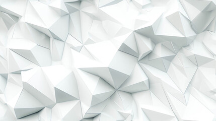 White geometric shapes cluster together, creating a three-dimensional abstract pattern on a monochromatic background
