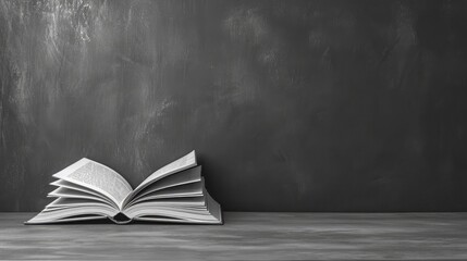 book on gray desktop. Education, text, copy space concept 