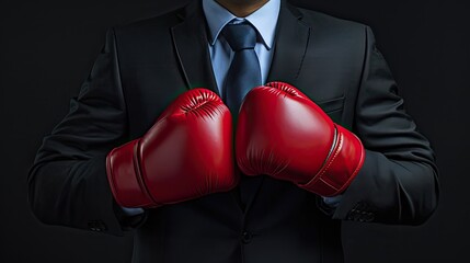 businessman in boxing gloves isolated on black 