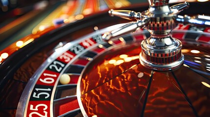 Casino roulette, close-up of a roulette ball