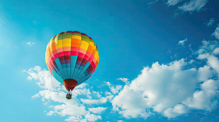 Fototapeta na wymiar colorful flying balloon in blue sky 