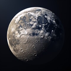 A close-up of a moon with craters and a blue sky in the background Generative AI