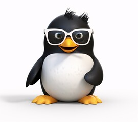 A cute penguin wearing glasses and a black and white suit Generative AI