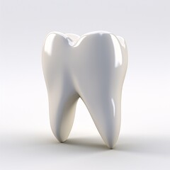 White tooth with a reflection in the background Generative AI