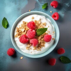 Yogurt with raspberries, Generative AI