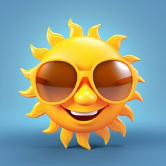 Sunny Smile: A Happy Sun Emoji with Sunglasses Generative AI