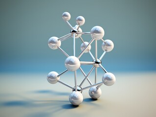 A close-up of a silver metal structure with multiple spheres attached to it Generative AI