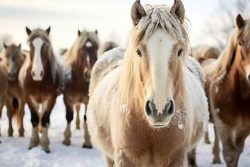 Mane animal nature brown horses winter wild equine beauty farm