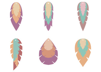 Collection of handmade earrings in ethnic style. Color vector illustration. boho style design.