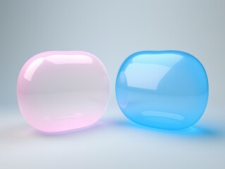 Two Pink and Blue Glowing Balls on a White Background Generative AI