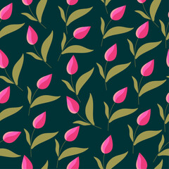 Vector seamless floral pattern.Fashionable template.Tulips.Hand drawn unique print.	