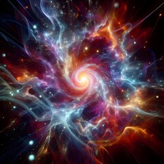 Galaxy, colourful visual of space, visualization of fractal realms