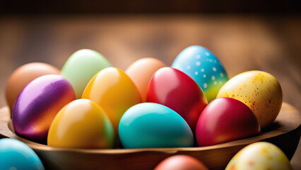Fototapeta na wymiar colorful Easter eggs, Happy Easter