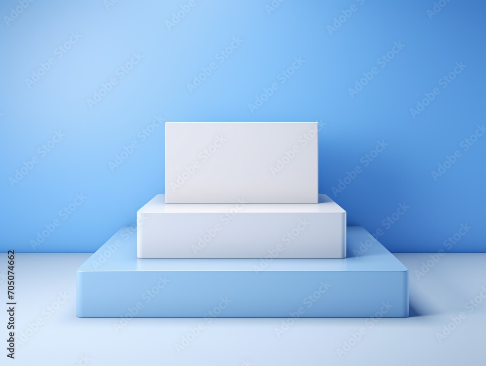 Poster white box on blue background generative ai