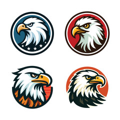 Fototapeta premium set of bird eagle hawk head logo mascot design vector illustration isolated on white background
