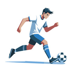 Obraz premium soccer player men athlete vector design, colourful style football game male player illustration, player kicking ball template isolated on white background