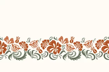 Photo sur Plexiglas Style bohème Vintage Floral pattern paisley embroidery on white background. Ikat orange flower motif ethnic seamless pattern traditional flower abstract vector illustration vintage design for print template, 