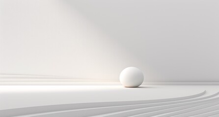 White Wall with a White Ball on a White Surface Generative AI