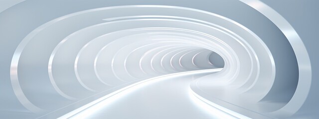A long white tunnel with a curved ceiling Generative AI - obrazy, fototapety, plakaty
