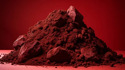Foto op Canvas A large pile of dirt and soil isolated on red background. © Vladimir