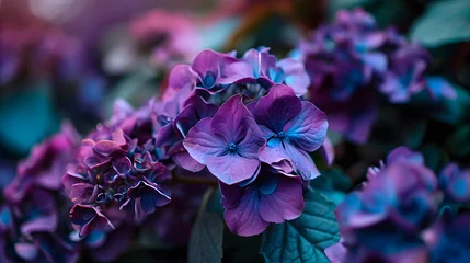 Foto op Canvas Vibrant Purple Hydrangea Flowers in Full Bloom © HappyKris