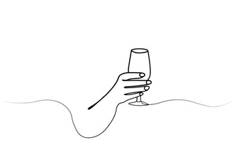 continuous drawing of a glass in the hand with one line. vector