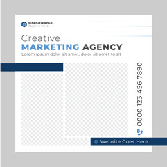 Business marketing agency promotion social media post template. Editable square banner design