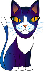 blue cat with big eyes. Cat isolated on a white background. Vector illustration.