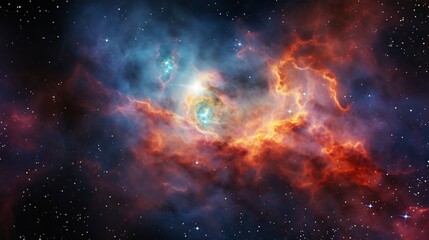A vibrant and colorful space scene with a starry background Generative AI - obrazy, fototapety, plakaty
