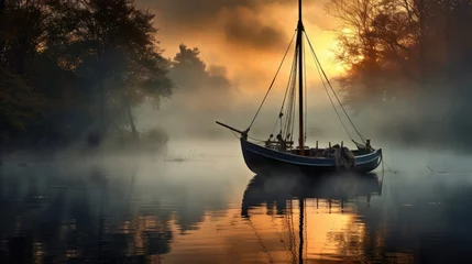 Rolgordijnen sailboat at sunset © faiz