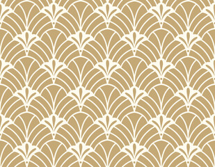 Modern floral art deco pattern. Seamless abstract botanic background. Vector illustration. - 705081270