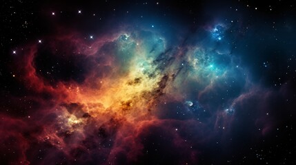 Fototapeta premium A vibrant and colorful space scene with a mix of red, blue, and green hues Generative AI
