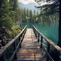 Fototapeten wooden bridge over the lake © faiz