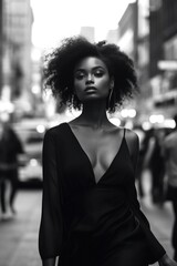 portrait of a black woman in black and white