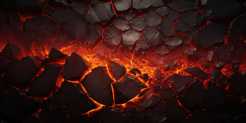 Cracked earth with fiery veins, conveying a sense of destruction and rebirth