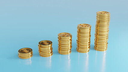 Coin graph left blue background