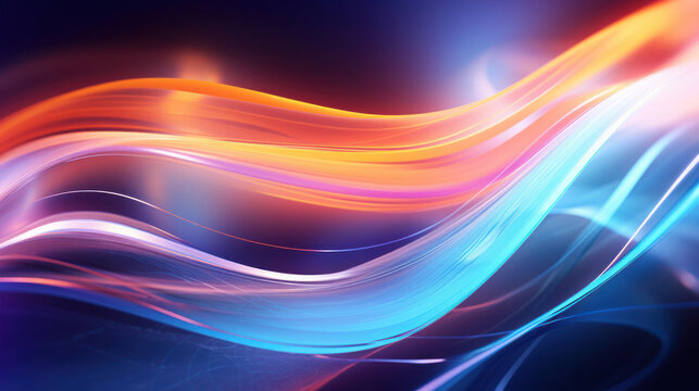 The amalgamation of vibrant lines forms an abstract cyber design