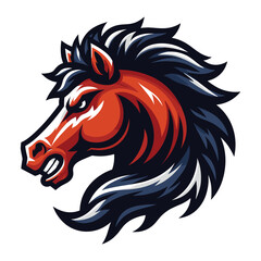 Obraz premium brave strong animal horse head face mascot design vector illustration, logo template isolated on white background