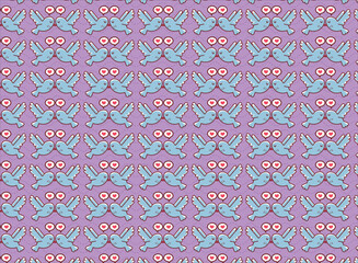 pigeon, lovebird pattern, valentine's day, vector background