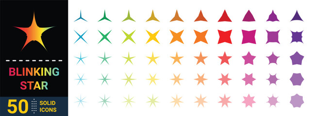 Star shape colorful icon collection - Vector