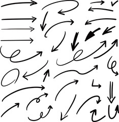 Collection hand drawn arrows. Set simple arrows isolated on white background. Arrow mark icons. Arrow paint - stock vector.