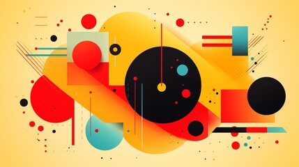 Obraz premium Yellow abstract Neo Memphis style. Decoration art background. Abstract geometric illustration background. Templates for designs. Abstract templates for designs.